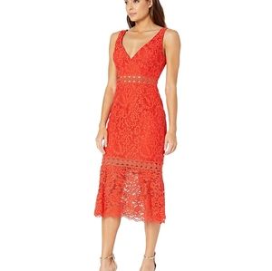 Bardot Size 12 Red Lace Cocktail Dress